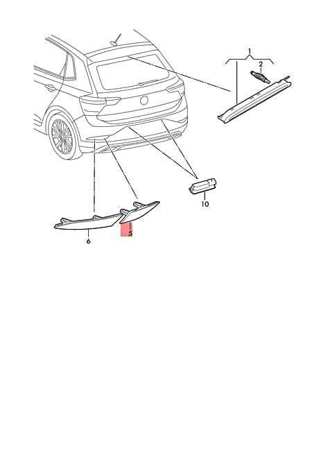 VOLKSWAGEN POLO 2021 ARKA TAMPON İÇ REFLEKTÖRÜ SOL İÇ